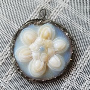 Vintage Antique Glass Leaded Statement Pendant